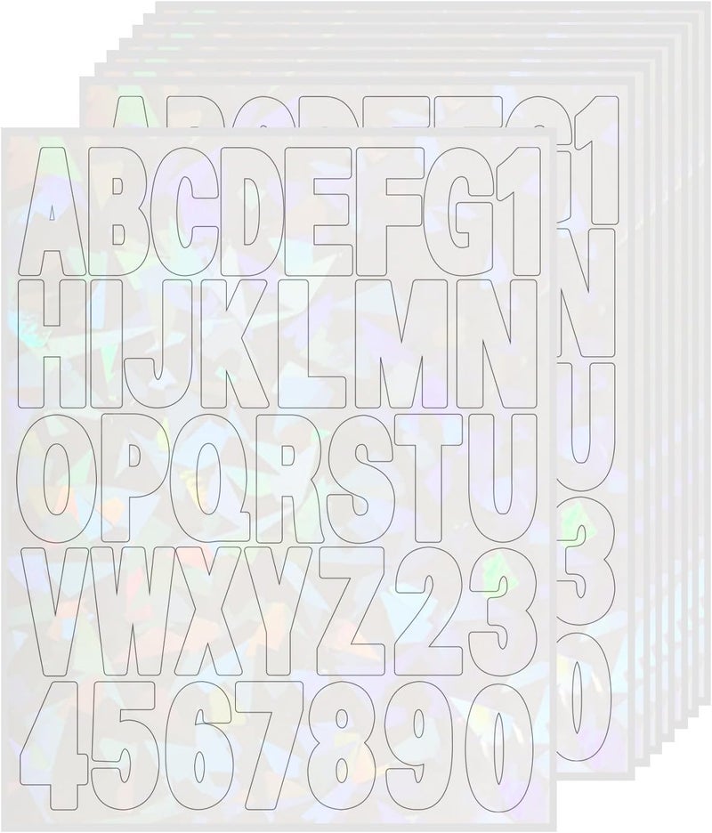 starboling Letter Stickers,2 inch 8 Sheets White Alphabet Sticker,Self Adhesive Vinyl Letter Stickers Mailbox Numbers,for Arts Crafts Outdoor Sign Poster Mailbox Sign Doors Mailboxes Car Truck - Image 1